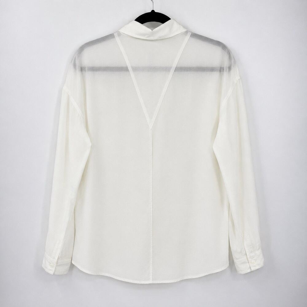 rag & bone Shirt Medium White Sheer Voile Button Up Boxy Long Sleeve Minimalist - Picture 3 of 12